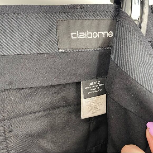 Claiborne Men’s Flat Front Black Dress Pants size 36/32 - Picture 2 of 3